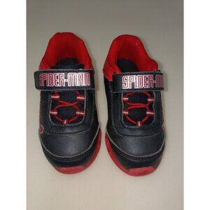 Boys SpiderMan sneakers size 8 black and red